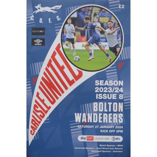 Matchday Postergramme - Bolton 27.01.24
